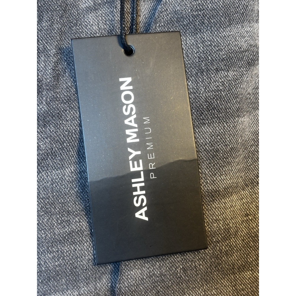 NWT Ashley Mason Premium Jeans Women's Grommets 7/28 Gray High Rise‎ Straight - Picture 7 of 16